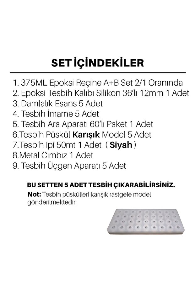 Epoksi Tesbih Kalıbı Seti 12mm - 2