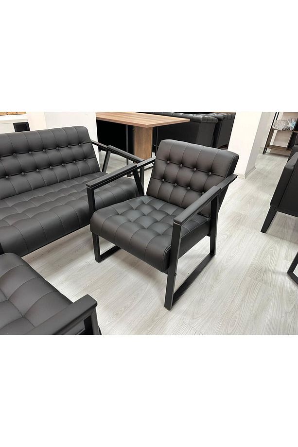 MAYA 3+1+1 DERİ OTURMA GRUBU MODERN OFİS KOLTUK TAKIMI - 7