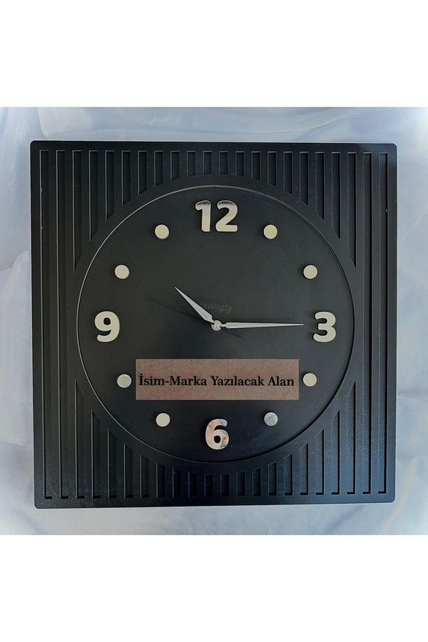 Kare Gold Rakamlı Kişiselleştirilebilir 50*50 Cm Duvar Saati - Ahşap Hediyelik Büyük Duvar Saati - 6