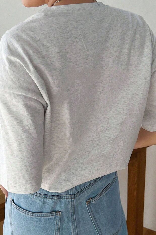 Unisex Classical Baskılı Oversize Tshirt - 2