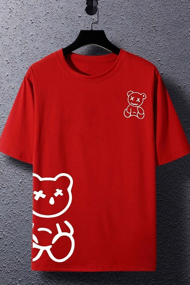 Unisex Draw Bear Printed Design T-shirt