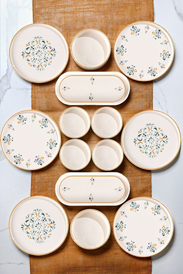 Klasik 14 Parça Stackable Kahvaltı Takımı Sunum Tabağı - 2