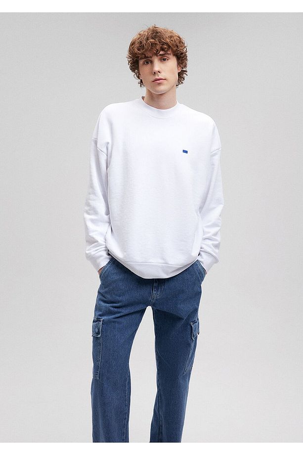 Bisiklet Yaka Beyaz Basic Sweatshirt 0S10084-620 - 3