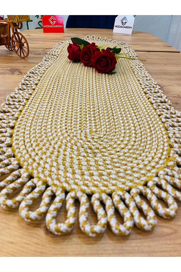 Jüt, Hasır, Dekoratif Masa Örtüsü, Runner 30x80 CM, Amerikan Servis, Sehpa Örtüsü, Bohem Tarzı - 4