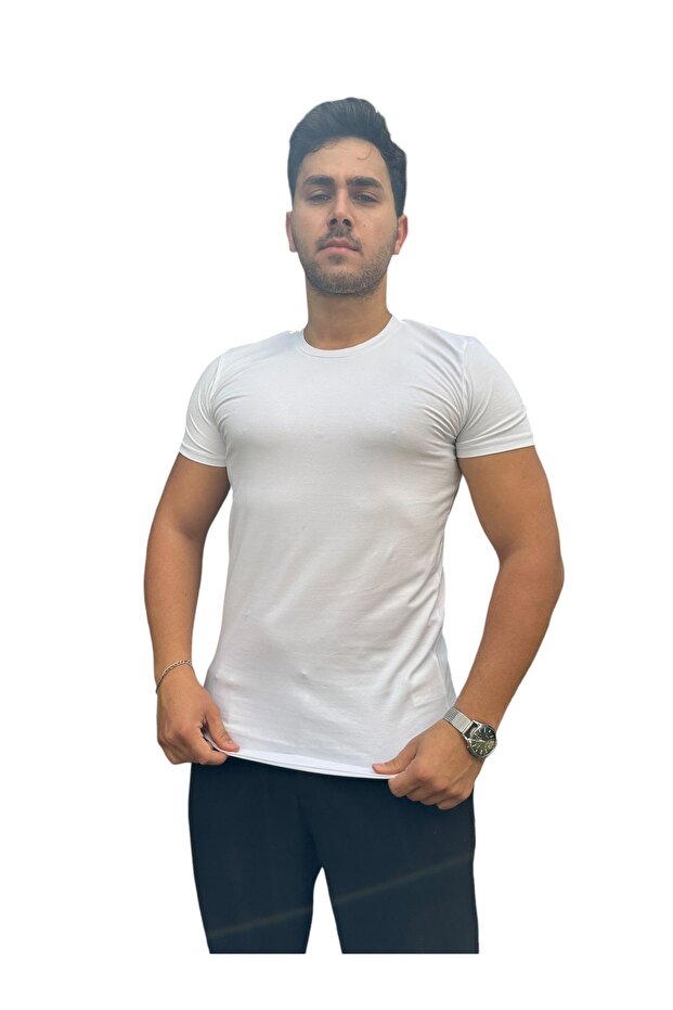 Basic Yaka Düz Tişört - 3