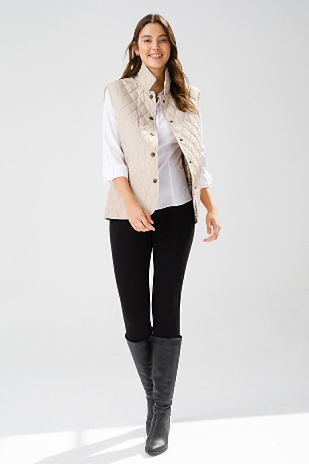 Women's Quilted Vest Beige