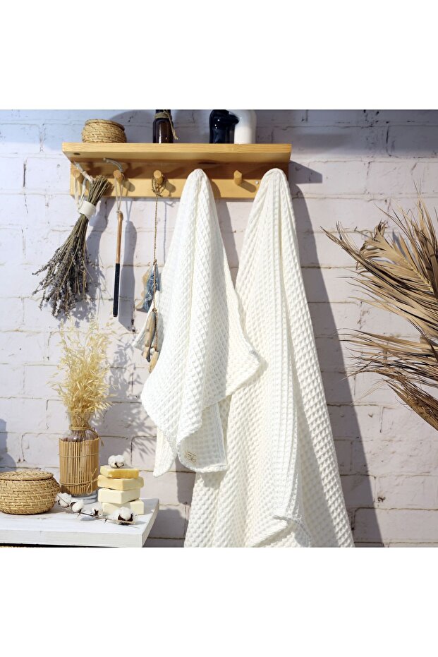 100% Cotton Waffle White Bath Towel 105X160Cm Quick Drying Large Size Honeycomb Textured Body Towel