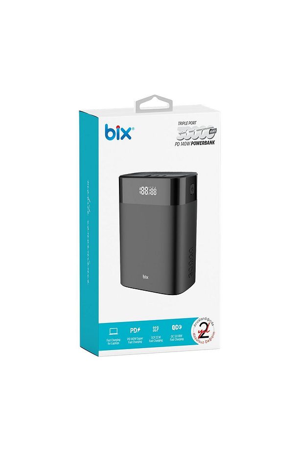 Pb140w 30000mah Usb Ve 2*type-c Pd 140w Üç Çıkışlı Dijital Ekranlı Powerbank Siyah - 7