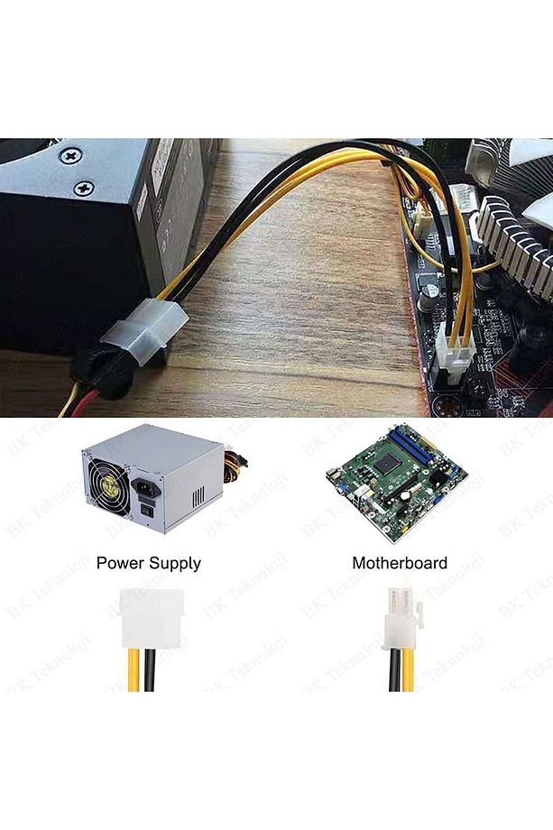 4 Pin Molex - Atx P4 Cpu 4-pin 12v Psu Güç Kaynağı Konektörü Adaptör Kablosu - 5