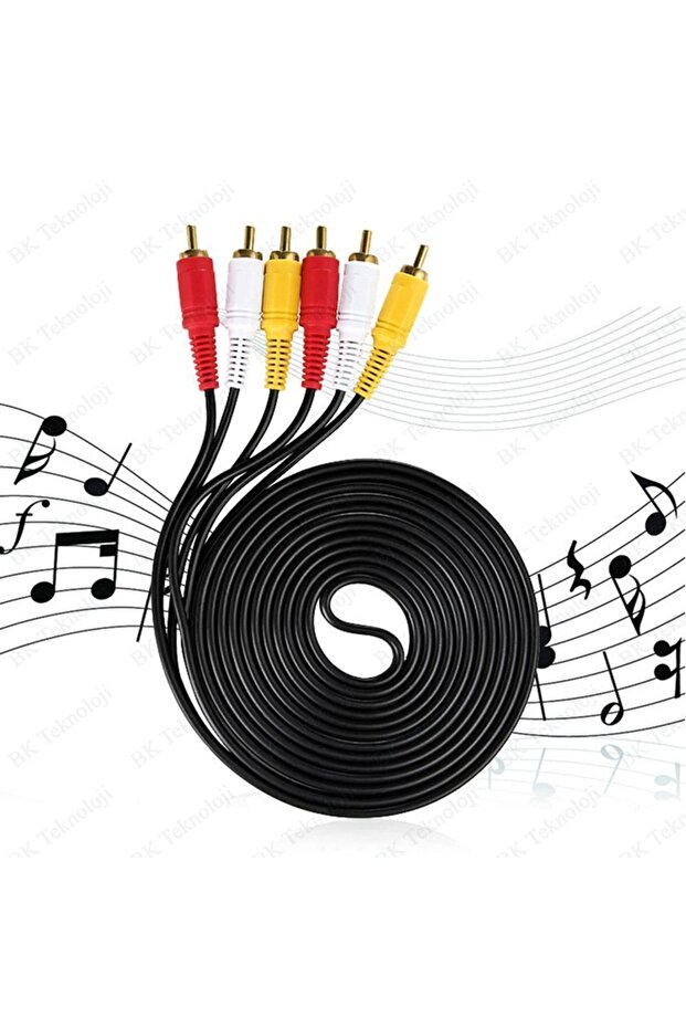 3rca Erkek 3 Rca Erkek Kompozit Ses Video Av Kablosu - 4