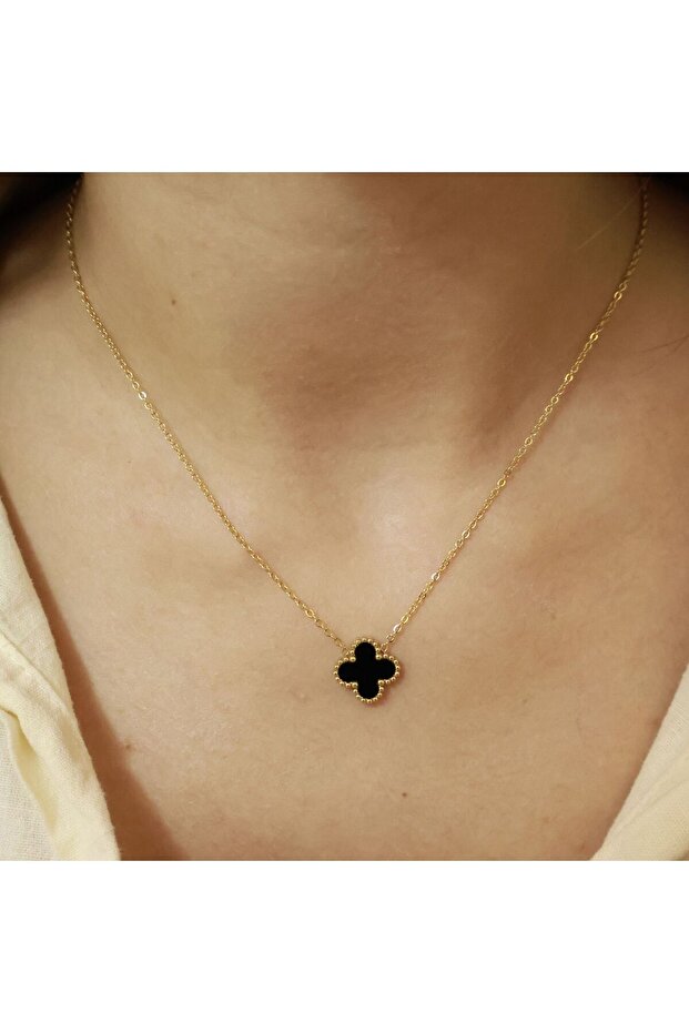 Van Cleef Model Çelik Yonca Kolye - 1