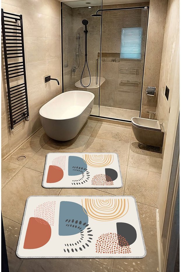 Decorative Modern Design Non-Slip Base Washable Set Set Colorful Bath Mat 50X60-60X90 cm