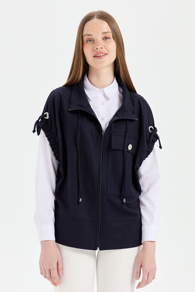 Women's Vest with Elastic Sleeves Navy Blue
