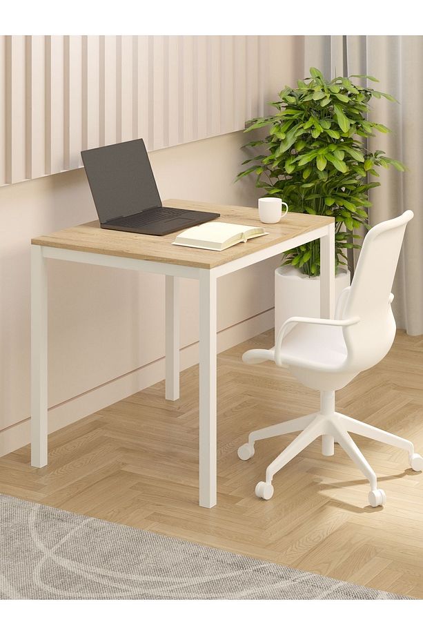Safir Meşe Çalışma Masası, 72x88, Çalışma Masası, Metal Ayaklı Çalışma Masası, Ahşap Çalışma Masası - 2