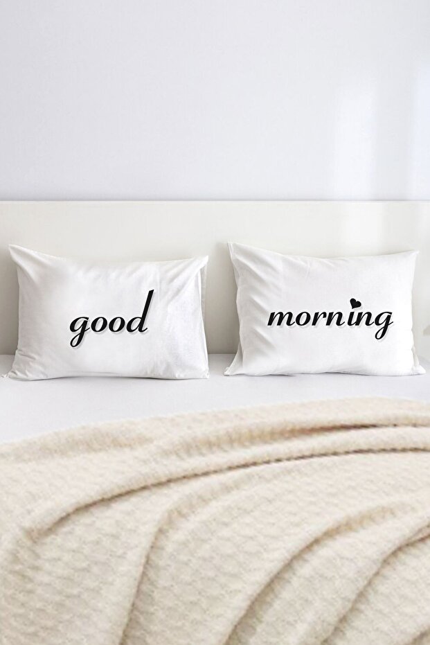 غطاء وسادة مزخرف مزدوج من Good Morning مقاس 50x70 سم - أبيض