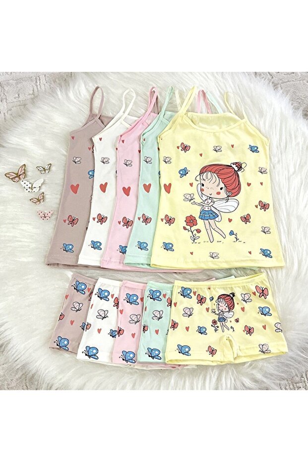SWELLA KIZ ÇOCUK ATLET-BOXER %100 PAMUK PRENSES DESEN