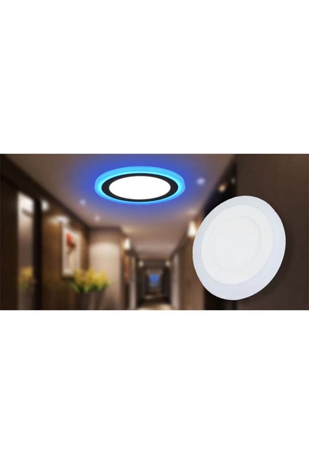 2 Adet Çift Renkli Hero Led Panel 3 3 Watt Dış Çapı 10 Cm Mavi-beyaz Iki Renkli Tavan Spot Lambası - 8
