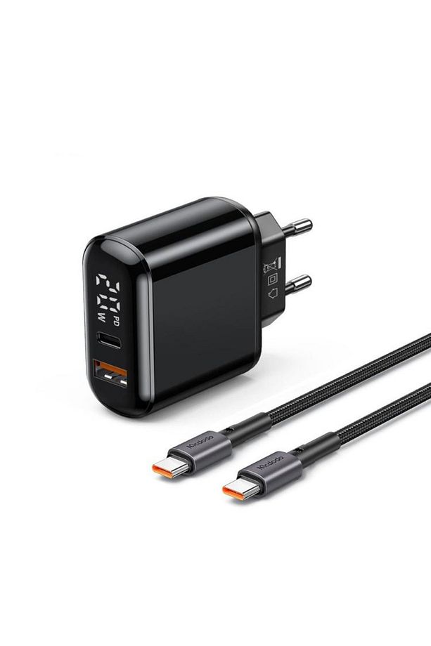 Ch-7172 Pd3 20W 1 Usb 1 Type-C Girişli Göstergeli Şarj Adaptörü Usb-C To Usb-C Kablolu Adaptö - 1