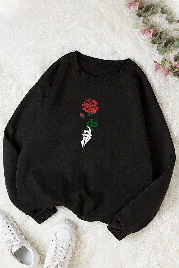 Unisex Rose Crew Neck Sweatshirt