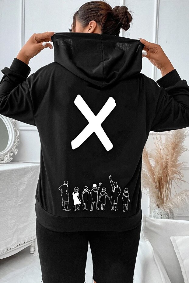 سويت شيرت مطبوع بتصميم X للجنسين