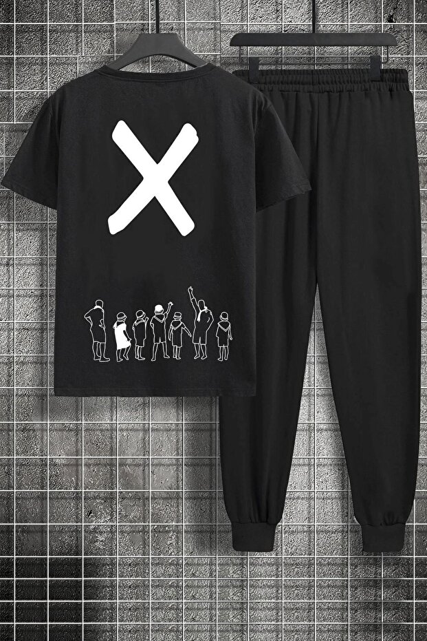 Unisex Design X Printed 2-Piece Tracksuit Set