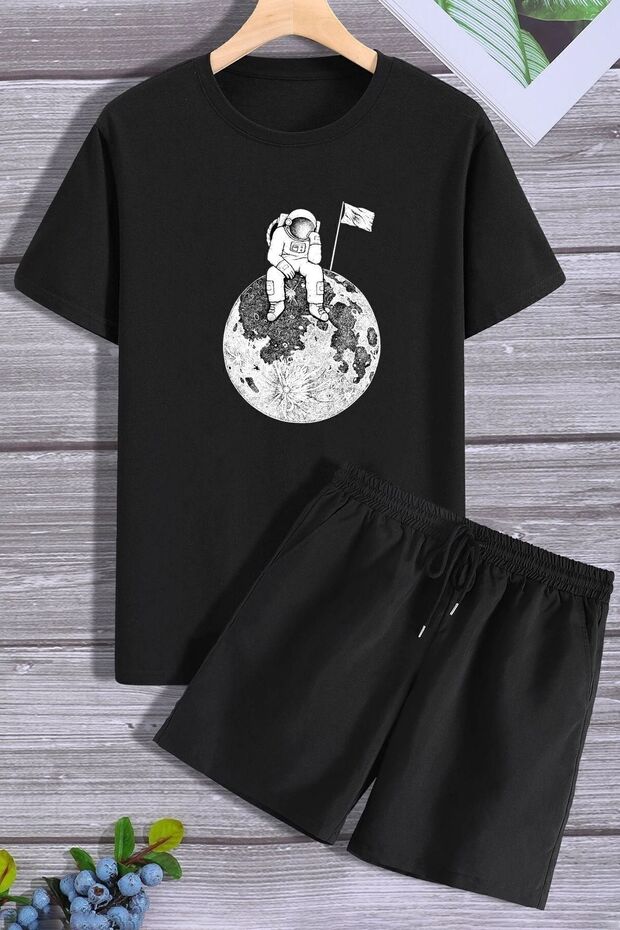 Set de trening tricou cu tematică spațială