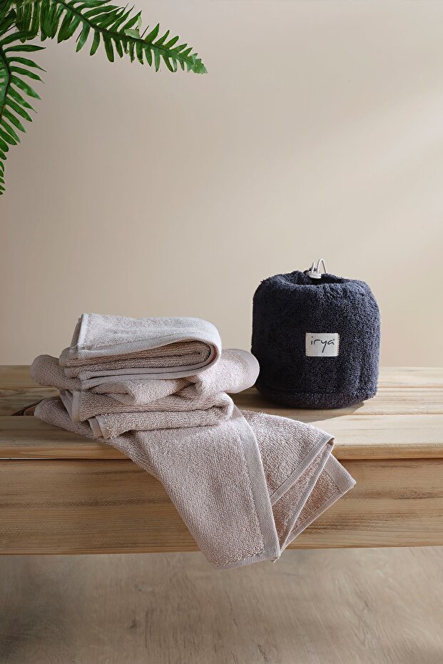 Bouquet Hand Towel Set of 4 with Bag, Anthracite - Sand 4/30x50 Cm