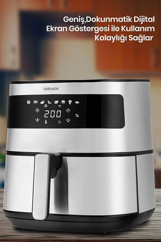Premio 2000 Watt Yüksek Güç 6,4 Litre Inox Geniş Xxl Dokunmatik Airfryer Yağsız Sıcak Hava Fritözü - 8