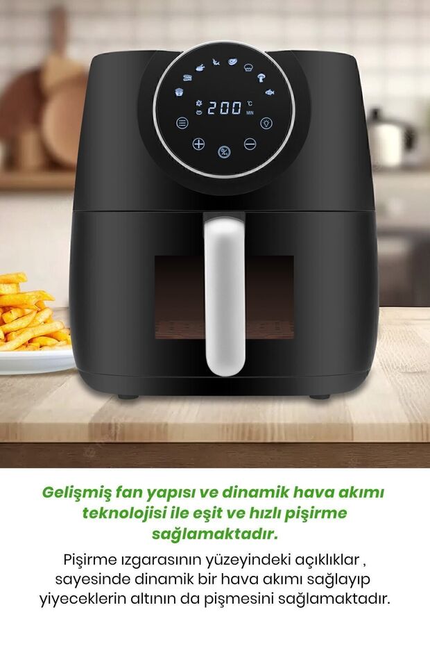 Freefry 1700w Xl Dokunmatik 8 Ön Ayarlı Cam Kapaklı Hazne Aydınlatmalı Airfryer Sıcak Hava Fritözü - 4