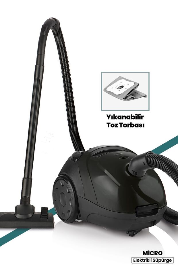 Micro Siyah 2,5 Litre Kapasiteli Yıkanabilir Toz Torbalı 5 Yıl Garantili Elektrikli Süpürge - 1