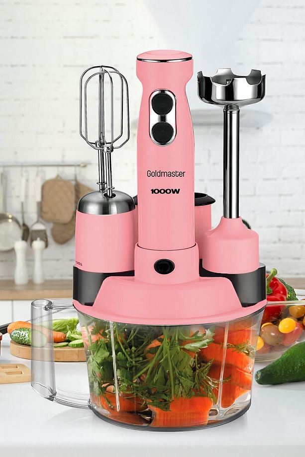 Elenamax Pembe 1000 Watt Hız Ayarlı %100 Bakır Motor 5 In 1 Mutfak Robotu Multi Blender Seti - 6