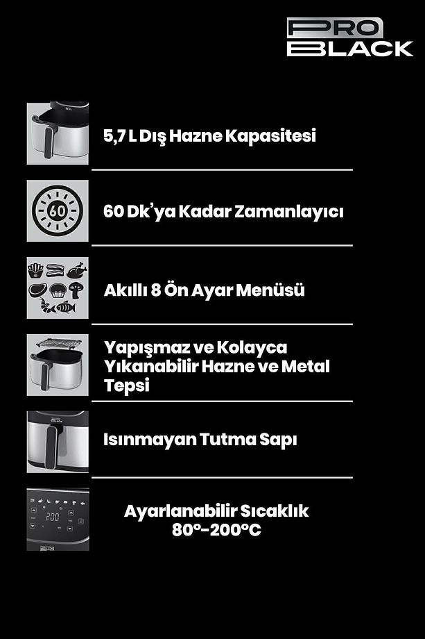 ProBlack P600 SICAK HAVA FRİTÖZÜ TK - 3