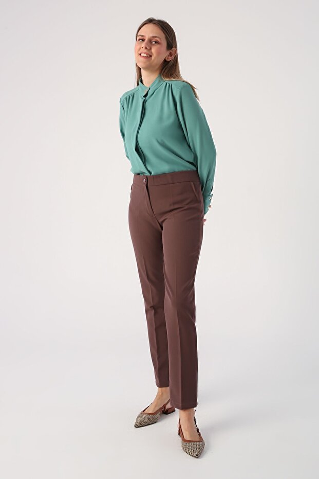 Mink Lycra Cigarette Trousers