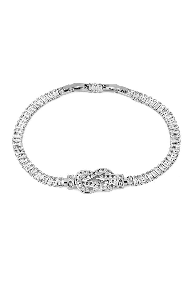 Knot Model Steel Luxury Zircon Stone Elegant Waterway Bracelet Silver Color