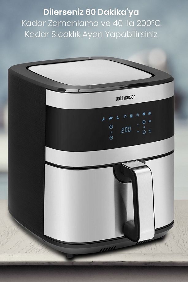 Superfry 7 Litre Inox Geniş Hazneli Xxl Dokunmatik 8 Ön Ayarlı Airfryer Sıcak Hava Fritözü - 8