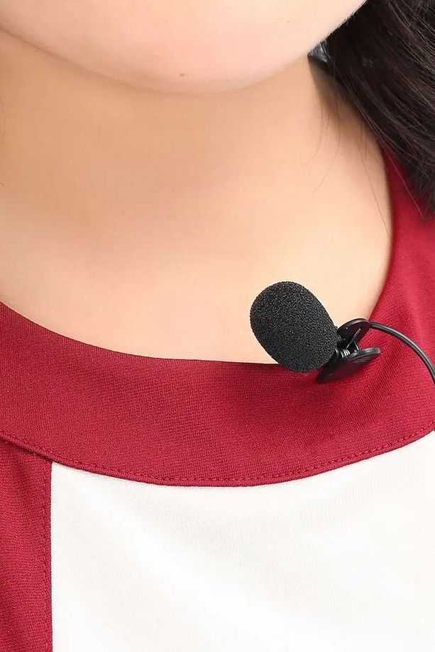 3.5mm Jak Girişli Telefon Uyumlu Profesyonel Yayın Mikrofonu Ses Yalıtım Süngerli Yaka Mikrofonu - 1