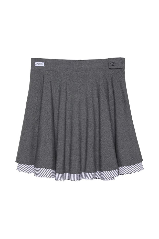 Flounce Mini Skirt - Dark Gray with Fabric Match Detail