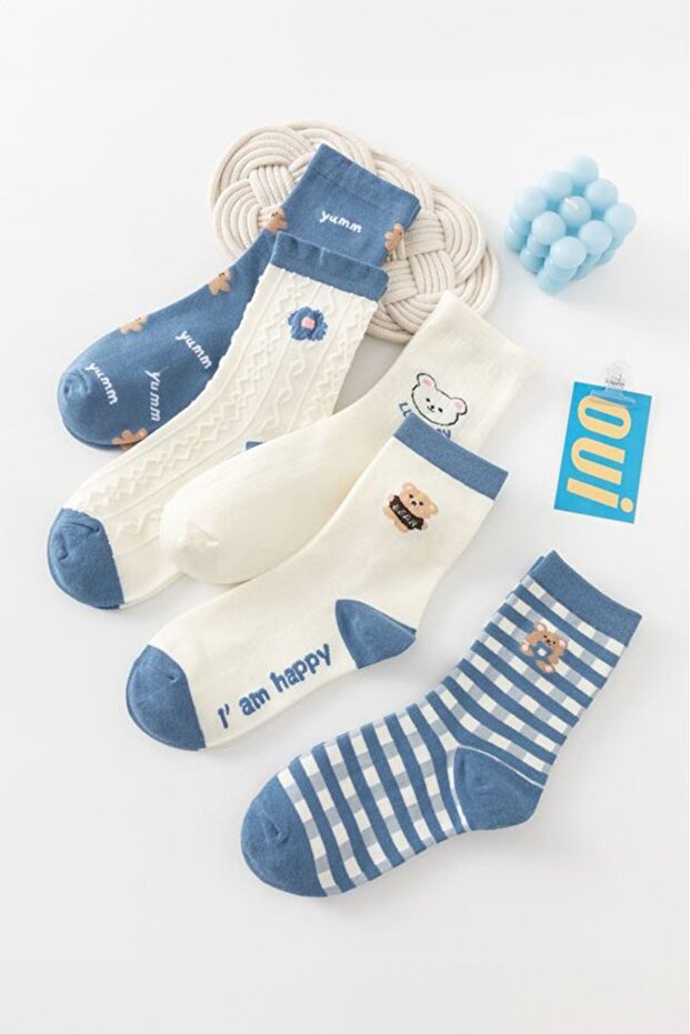 5'li sevimli Kadın Kolej Çorap - 2
