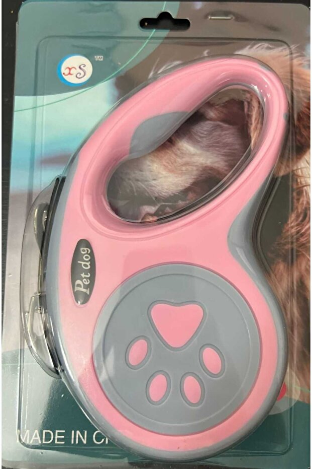 5 Mt Pink Pet Pattern Luxury Walking Leash - Automatic Retractable