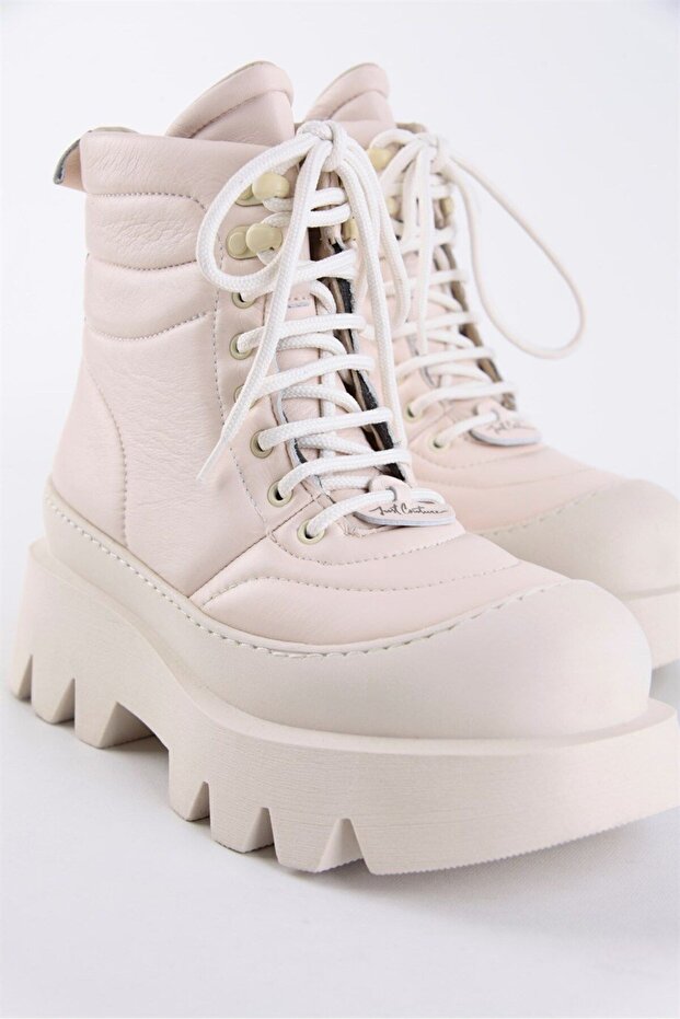 Just Bej Hakiki Deri Kalın Tabanlı Kadın Bot - 5