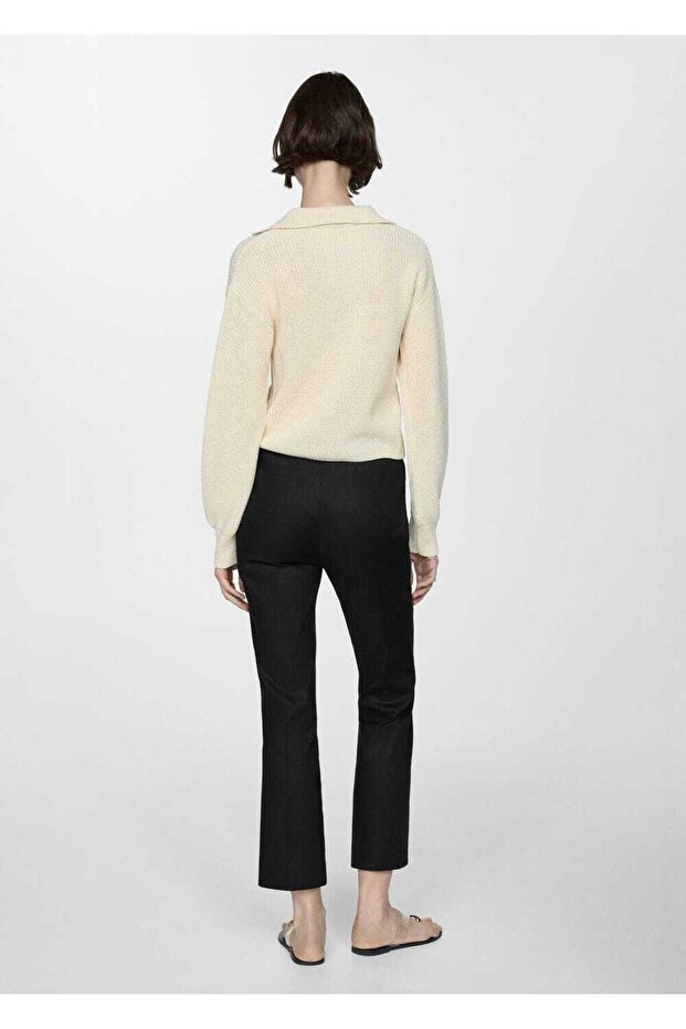 Flare keten pantolon - 4