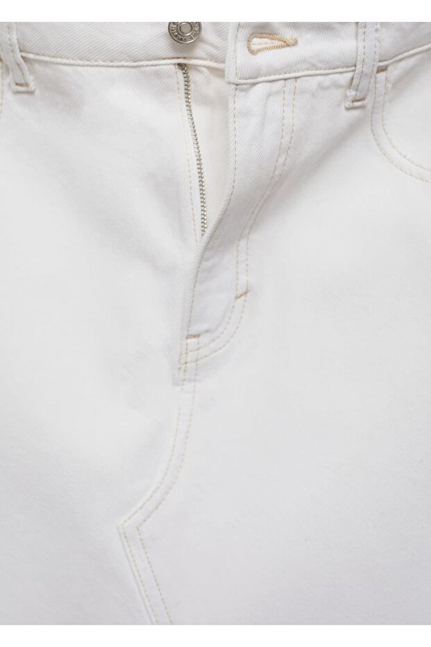 Yırtmaçlı denim etek - 7