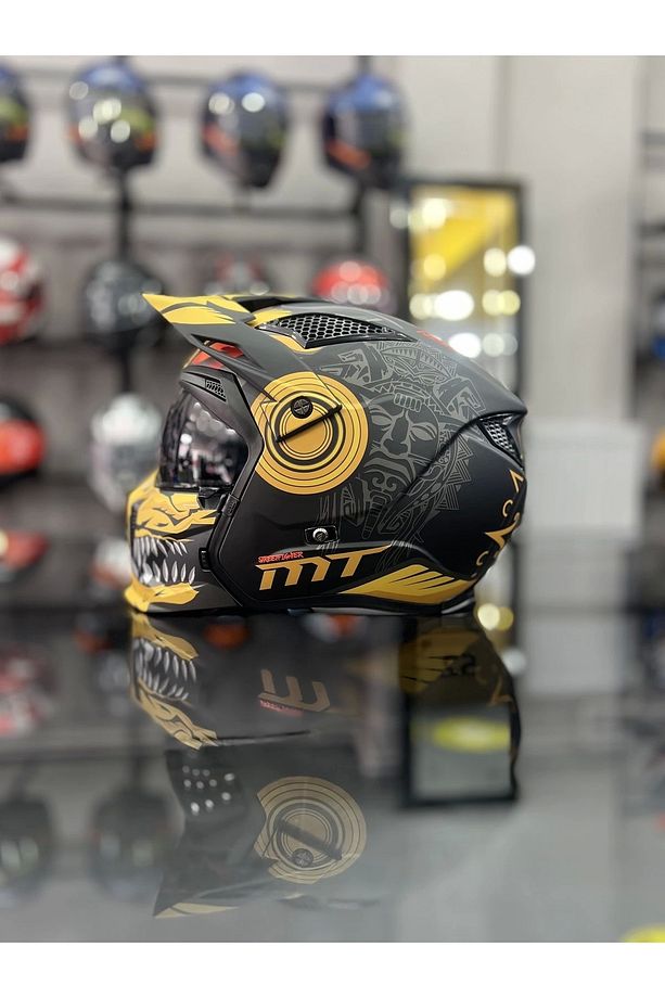 Helmets StreetFighter SV Aztec B3 Matt Sarı/Siyah Kask - 4