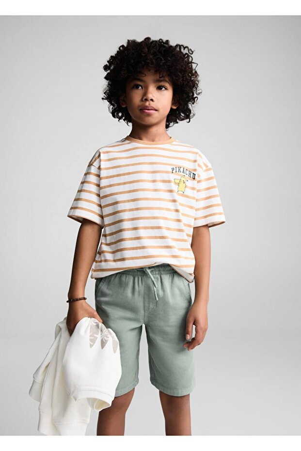 Beli lastikli bermuda şort - 1