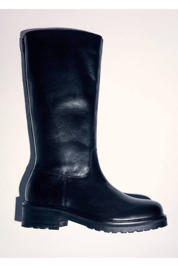 Fermuarlı Deri Uzun Çizme - 3