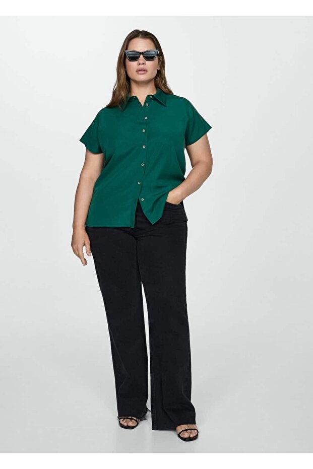 Kısa kollu lyocell gömlek - 8