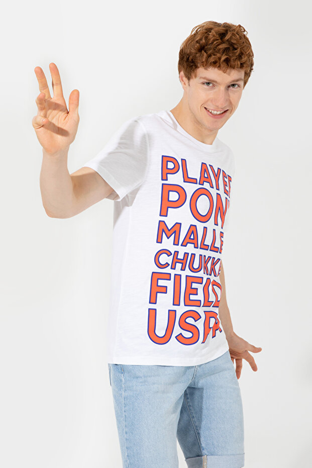 Men's White Crew Neck T-Shirt 50248611 -Vr013