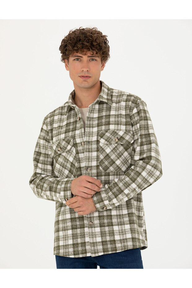 Khaki Lumberjack Oversize Shirt 50274651-Vr027