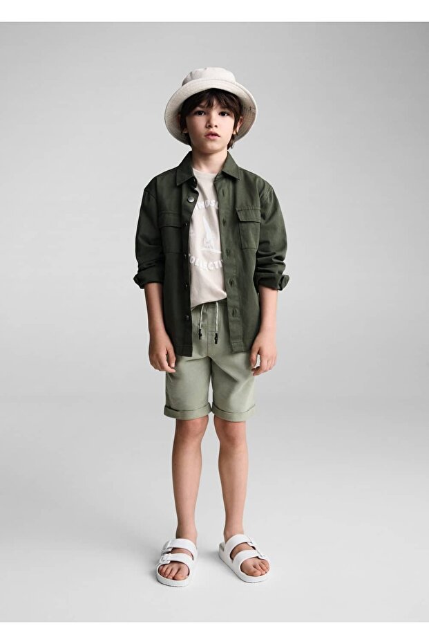 Beli lastikli bermuda şort - 2