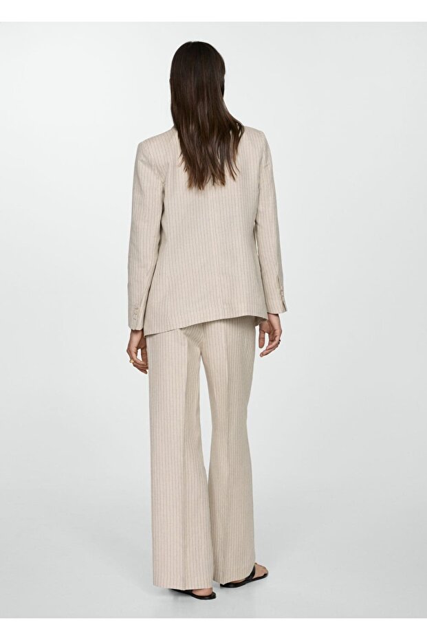 Çizgili kumaş pantolon - 4